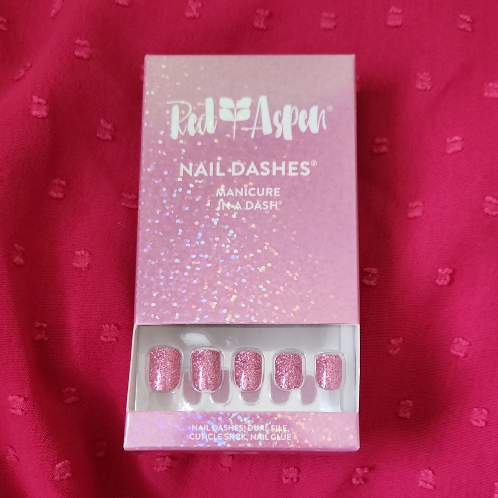 NIB Red Aspen Pink Glitter Petite Nail Dashes